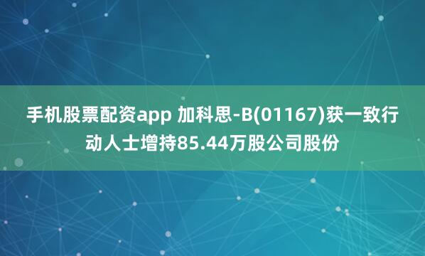 手机股票配资app 加科思-B(01167)获一致行动人士增持85.44万股公司股份